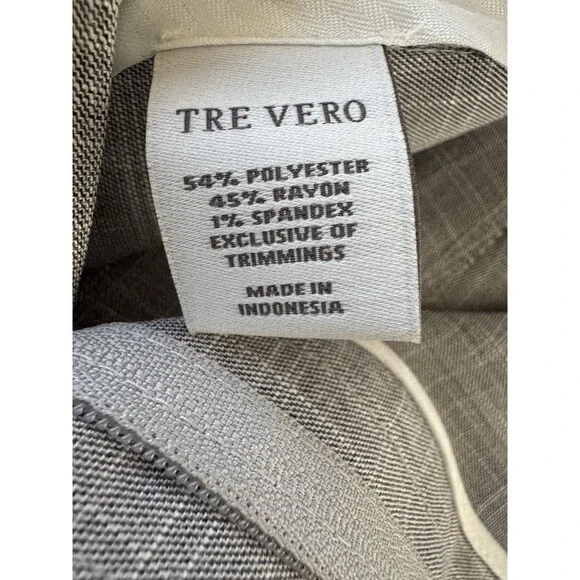 Tre Vero Modern Fit dress pants Flat Front Tuxedo Striped size 42L Gray Unhemmed